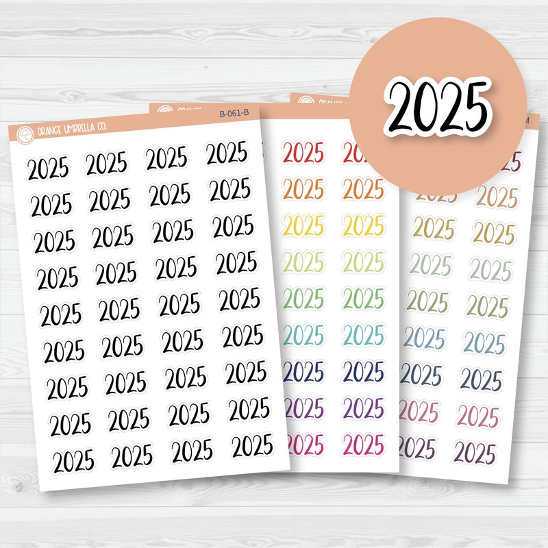 Year Stickers 2025 Etsy