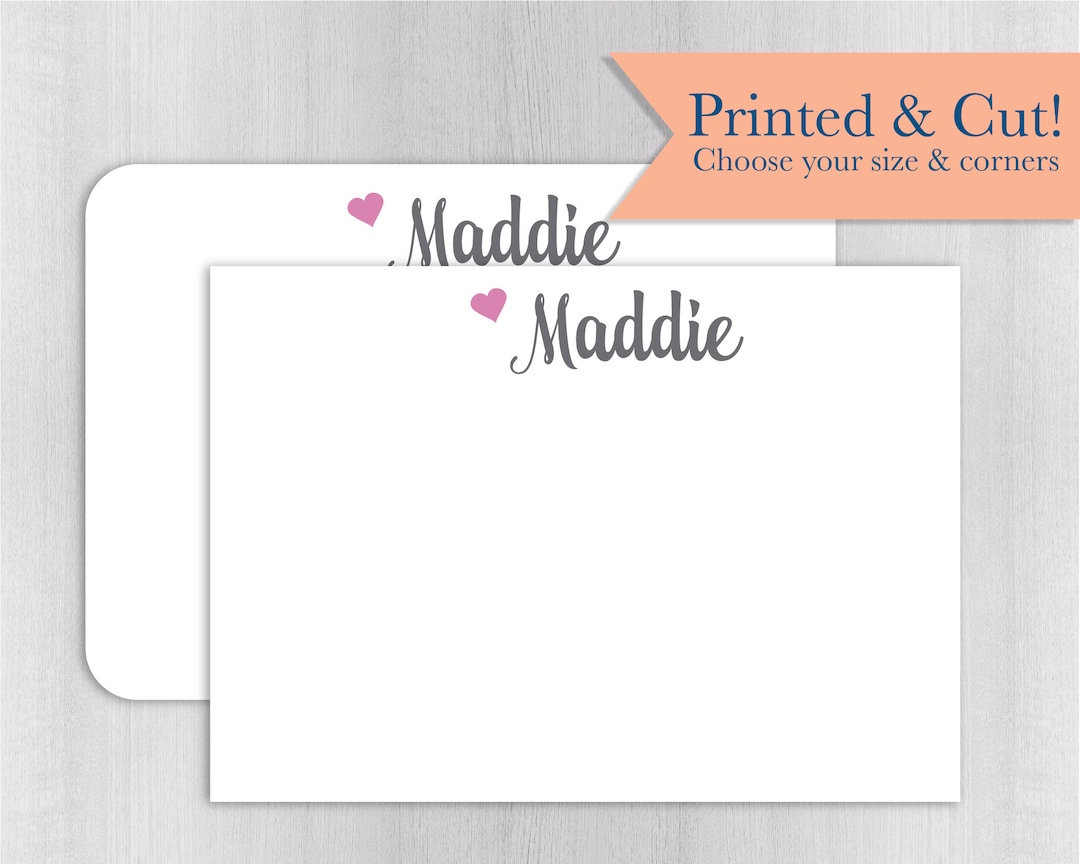 Name Note Cards Without Envelopes 24pk Personalized Flat Note Cards