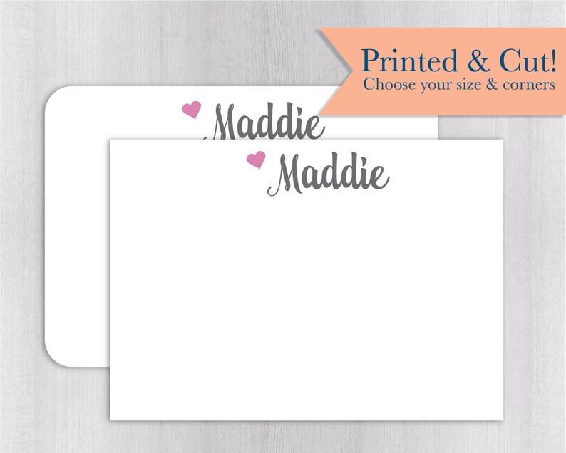 Name Note Cards Without Envelopes 24pk Personalized Flat Note Cards