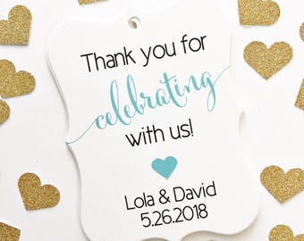 Thank You For Celebrating With Us Favor Tags, Custom Favor Tags, Thank You Custom Wedding Hang Tags (EC-362)