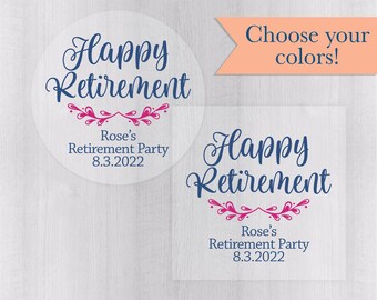 Happy Retirement Sticker, Clear Transparent Retirement Party Stickers, Personalized Retirement Ceremony Labels (#399-1-C)