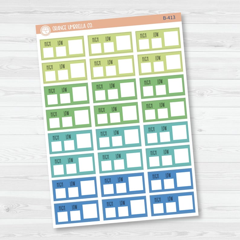 Weather Tracking Box Planner Stickers, Weather High/low Tracking Labels ...