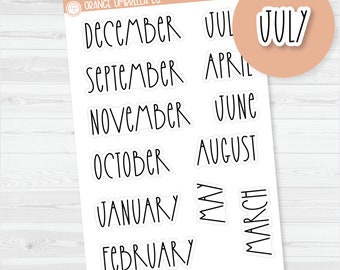 Month Name  - Hobonichi / A5 Plum / 8.5x11 ECLP Monthly Header Planner Stickers | FC12 Print | B-092-B