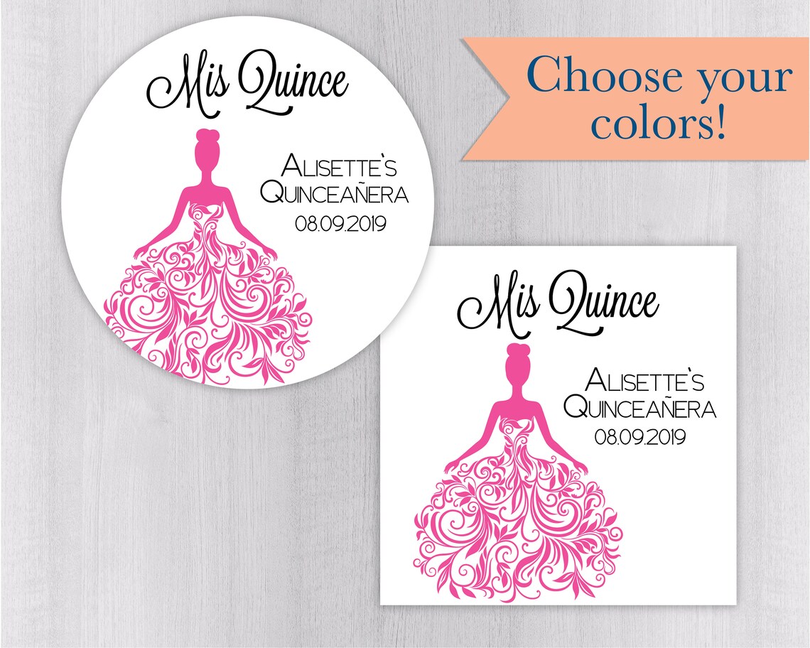 Personalized Mis Quince Stickers Etiquetas de Quinceañera Etsy