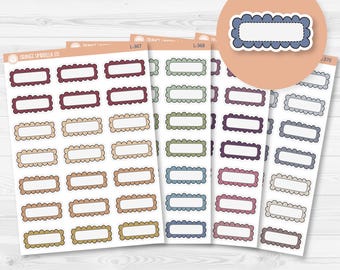Scalloped Quarter Box Planner Stickers | Muted | L-367-L-370