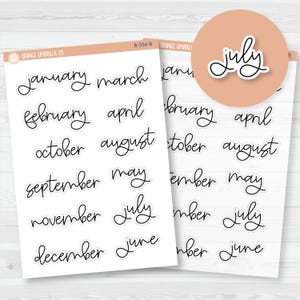 Month Name Header Script Planner Stickers | FC12 Script | B-554-B