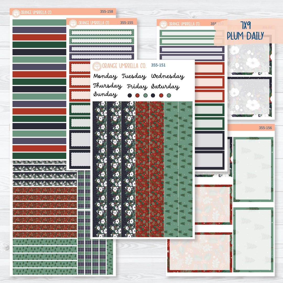 CLEARANCE | Winter Floral Stickers | 7x9 Plum Daily Planner Kit ...