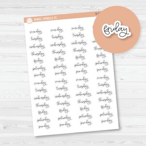 Hobonichi Cousin Day Of Week Header Script Planner Stickers | FC12 Cursive | B-563-B