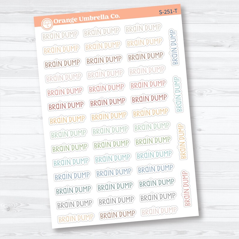 Brain Dump Planner Script Stickers | Planner Script Stickers | S-251 Tranquility