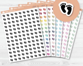 Autocollants pour agenda : icônes de pieds de bébé | Icônes de suivi de grossesse et de bébé | I-100–I-103