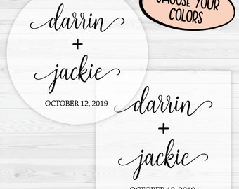 Rustic Wedding Stickers | Clear Transparent Names and Date Wedding Sticker | Wedding Date Stickers | Wedding labels | 612-C