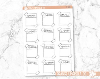 Doodle Taped Remember Sticky Note Appointment Planner Stickers | L-182