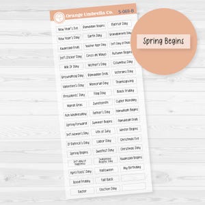 Hobonichi Weeks Holidays Print Planner Sticker | F17 Print Clear Matte | S-069-BCM