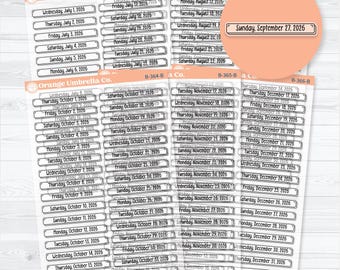 May include: Sheets of calendar stickers with dates from July to December 2026, featuring the Orange Umbrella Co. logo. A circular sticker highlights "Sunday, September 27, 2026."