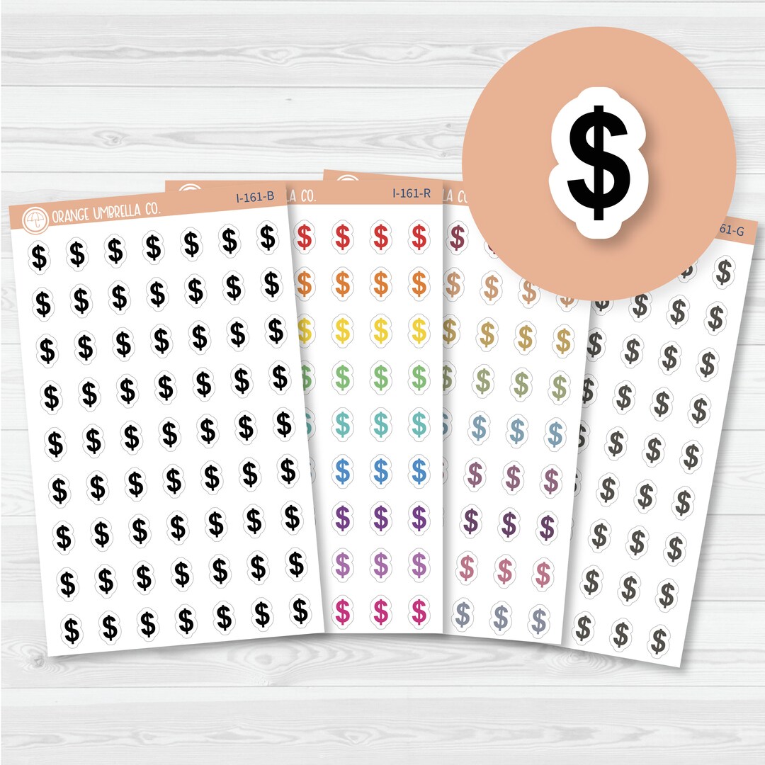 Budget Planning Labels Dollar Sign Planner Stickers - Money Budget Icon  Labels For Bullet Journals MOOG Bushing