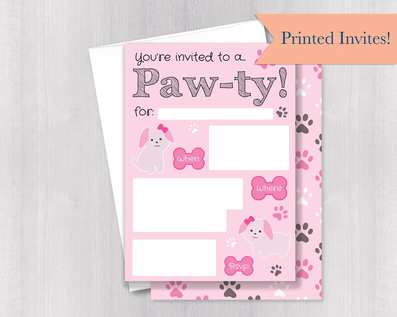 12ct Puppy Themed Birthday Invitations You/'re invited to a Paw-ty 5x7 Size with Envelopes 12 pack INVT-193-FB