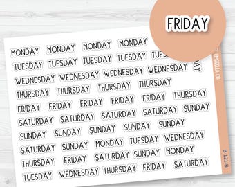 Days of the Week Planner Stickers | Script Weekday Headers | B-121