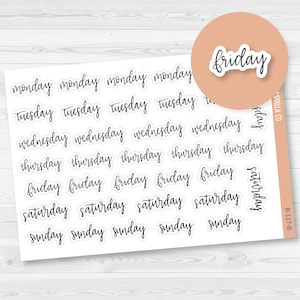 Days of the Week Stickers | Script Planner Headers | F7 | B-117-B