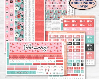 Sweet Valentine Florals | Laurel Denise Nancy Large & Anne Large Planner Kit Stickers | Call Me Sweetheart | KIT-507-V