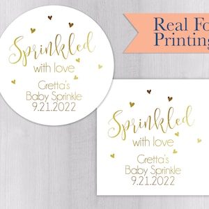 Sprinkled With Love Baby Shower Color Foiled Stickers, Baby Shower Favor Sticker, Shower Stickers (#451-2-F)
