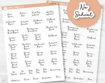 School Related Holiday - Mini Script Planner Stickers | F5 | S-451-B