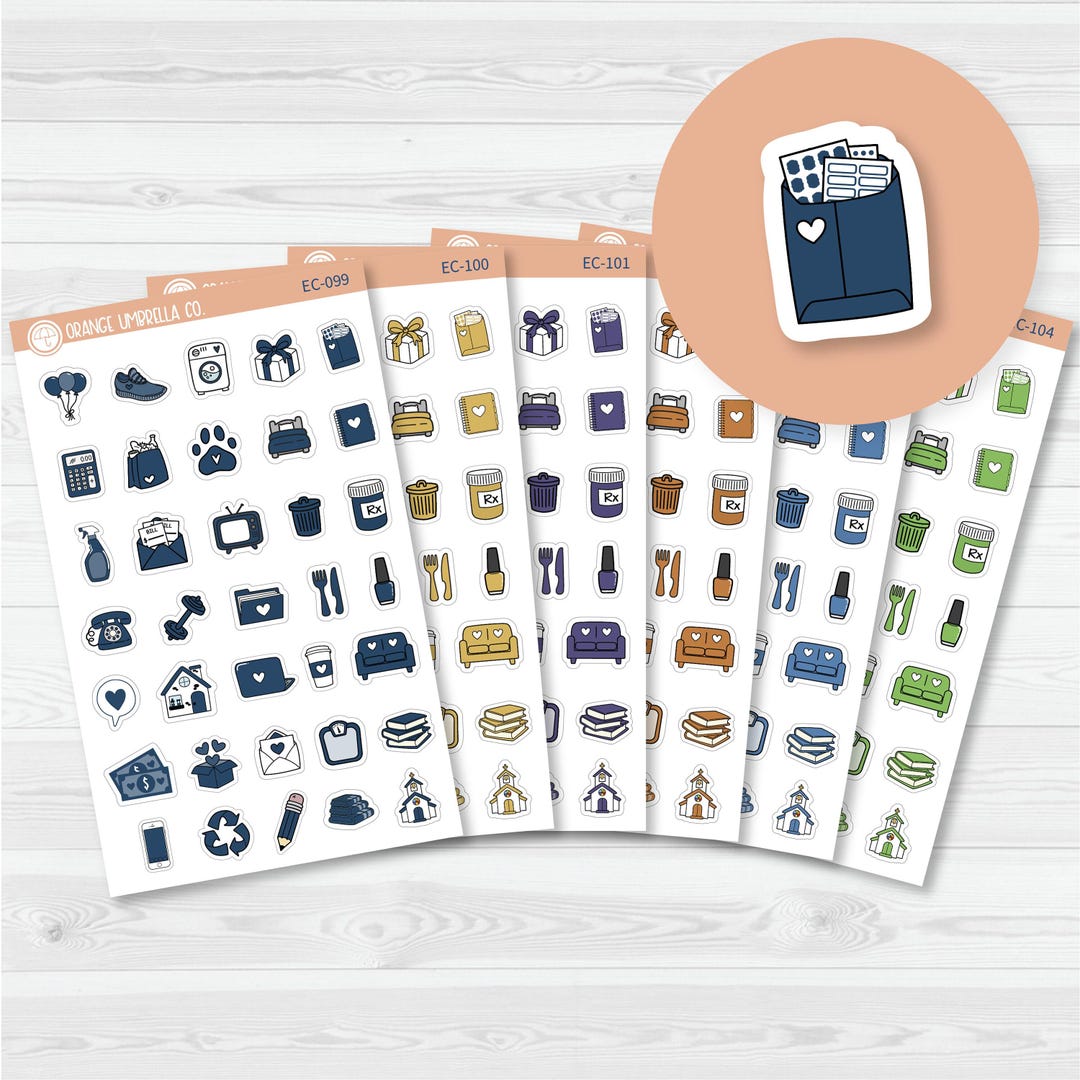 CLEARANCE | Doodle Icon Planner Stickers | for Erin Condren Evolve ...