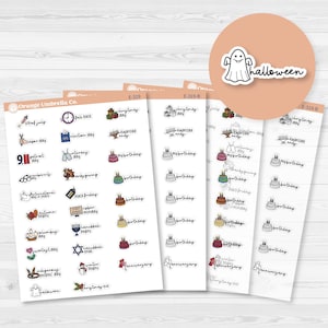 Doodle Holidays | Mini Icon & Script Planner Stickers July-December | F17 | E-319