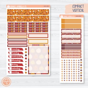 CLEARANCE | Autumn Pumpkins & Florals Kit | A5 Compact Vertical Planner Kit Stickers for Erin Condren | Amber Waves | 343-081