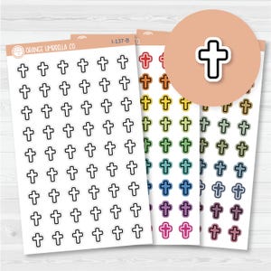 Cross Icon Planner Stickers | Church Calendar Labels | I-137 image 1