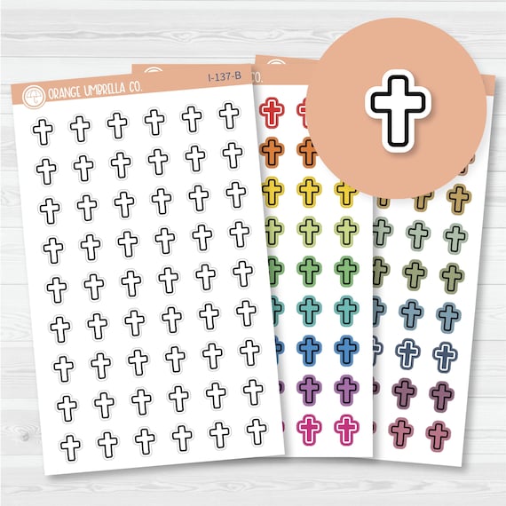 Cross Icon Planner Stickers | Church Calendar Labels |  I-137