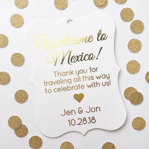 Welcome to Destination Wedding Tags, Color Foil Hotel Bag Tags, Welcome Wedding Tags, Custom Favor Tags (EC-056-F)