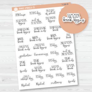 School Related Holiday Script Planner Stickers | FC12 | T-280-B