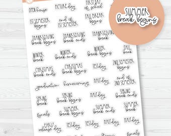 School Related Holiday Script Planner Stickers | FC12 | T-280-B