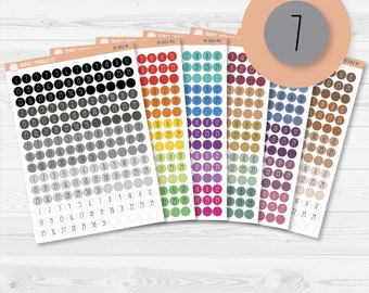 Date Dots - 5 Months Planner Stickers | Circle FC12 Print | B-582