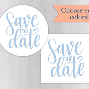 Save The Date Wedding Stickers, Personalized Wedding Stickers, Save The Date Labels, Envelope Seals  (#466-1-WH)