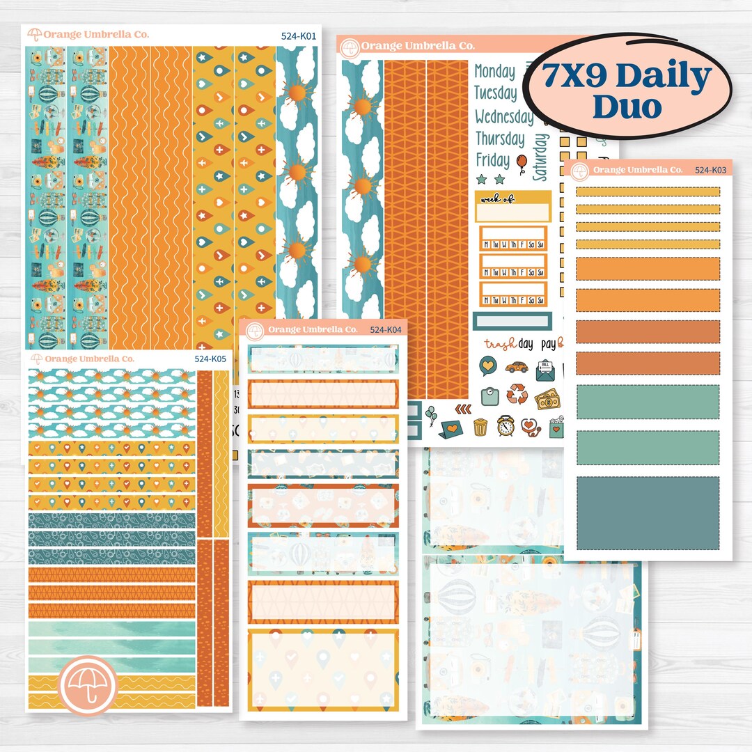 Summer Road Trip | 7x9 Erin Condren Daily Duo Planner Kit Stickers ...