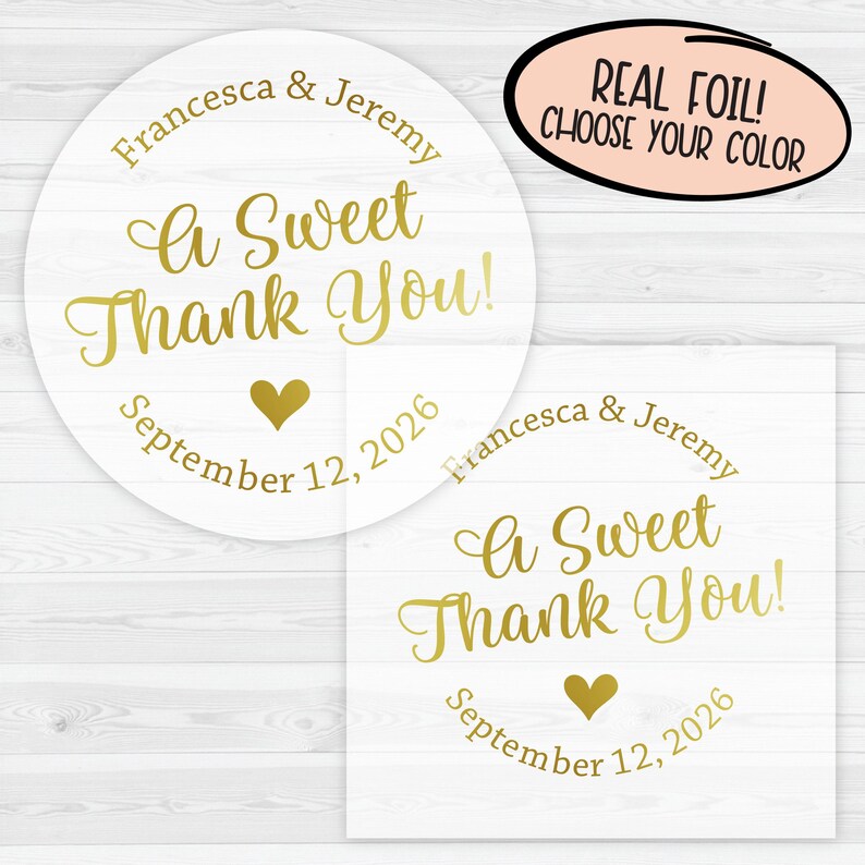 A Sweet Thank You | Gold Foil on Clear Transparent Wedding Favor ...