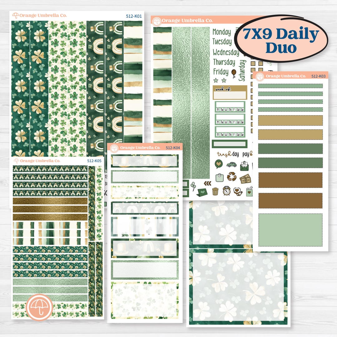 St. Patrick’s Day | 7x9 Erin Condren Daily Duo Planner Kit Stickers ...