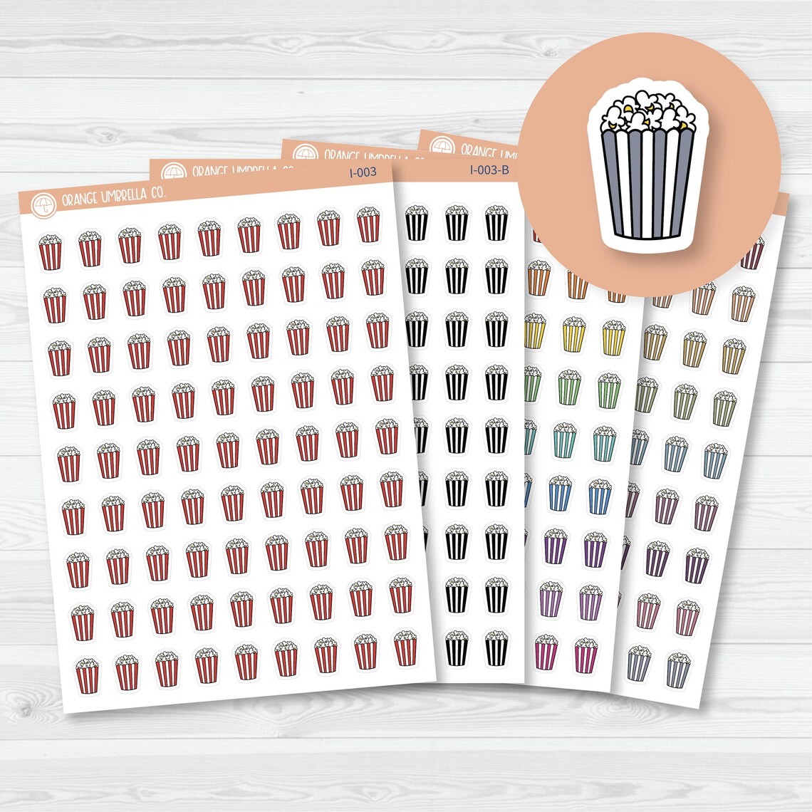 Popcorn Movie Night Icon Planner Stickers | I-003 - Etsy
