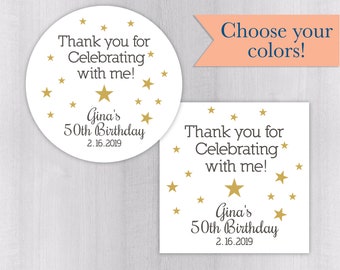 Birthday Stickers, Birthday Party Favor Stickers, Envelope Seals, Birthday Party Thank You Stickers (#383-WH)