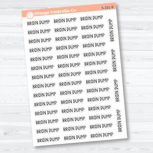 Brain Dump Planner Script Stickers | Planner Script Stickers | S-251 Black