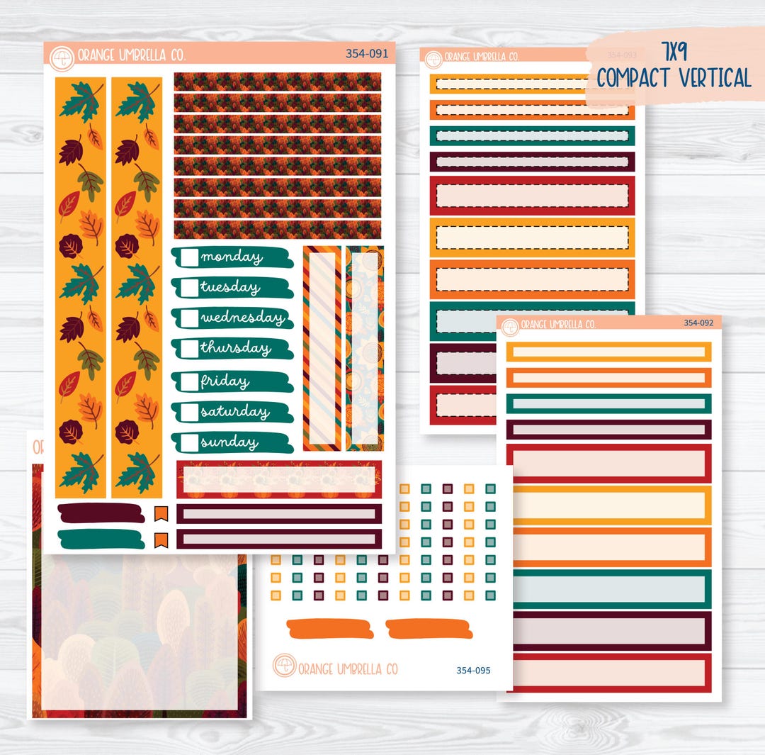 Fall Foliage Kit 7x9 Compact Vertical Planner Kit Stickers Autumn ...