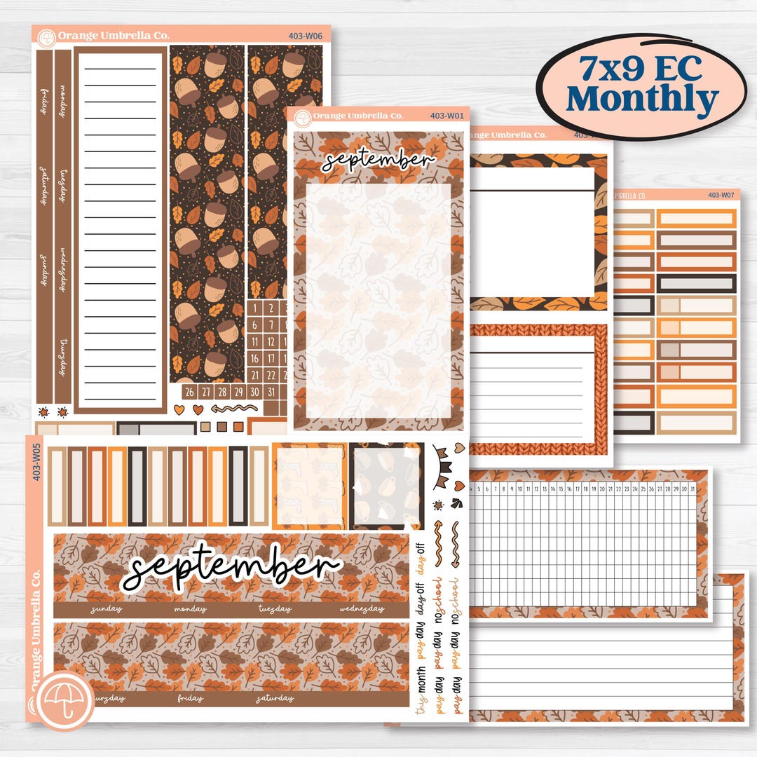 Fall Leaves Autumn Kit | 7x9 Erin Condren Life Planner Monthly ...