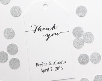 Personalized Thank You Wedding Favor Hang Tags, Thank You Party Tags, Calligraphy Font Tags (MLT-009)