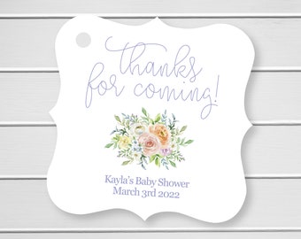Kayla - Thanks For Coming Baby Shower Hang Tags, Floral Baby Shower Favor Tags (FS-633-002)
