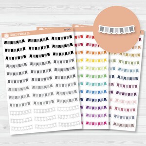 Mini Banner Planner Labels, Flag Banner Planner Stickers, Colored Planning Labels (D-040)