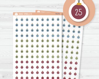 Christmas Ornament Date Dots - 3 Months Planner Stickers | B-272