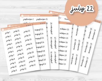 Dates of the Month Planner Stickers and Labels | F17 Script | B-766-771-B