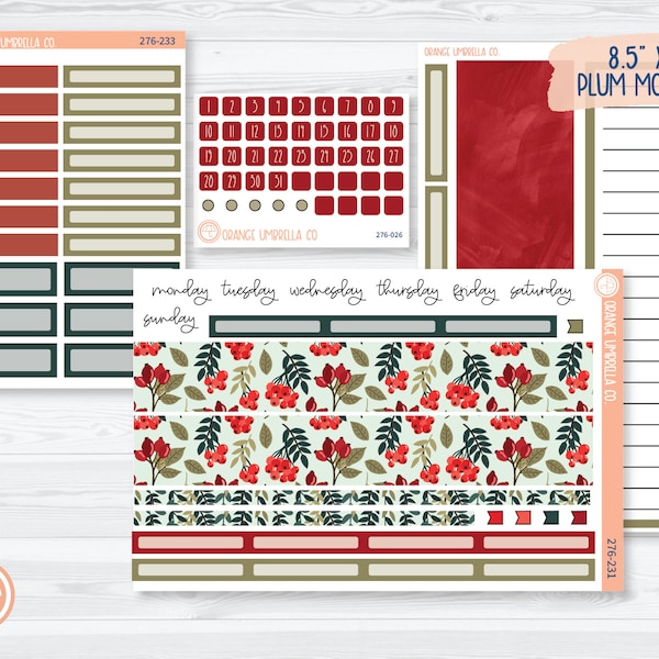 8.5x11 Plum Monthly Planner Kit Stickers | Berry Festive 276-231