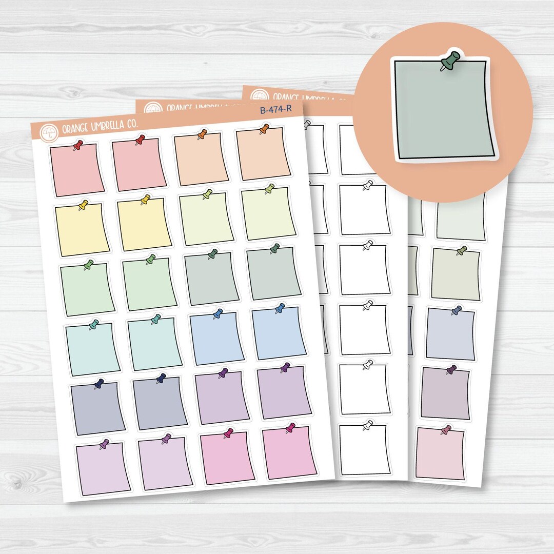 Push Pin Small Sticky Notes Icon Planner Stickers | B-474 - Etsy